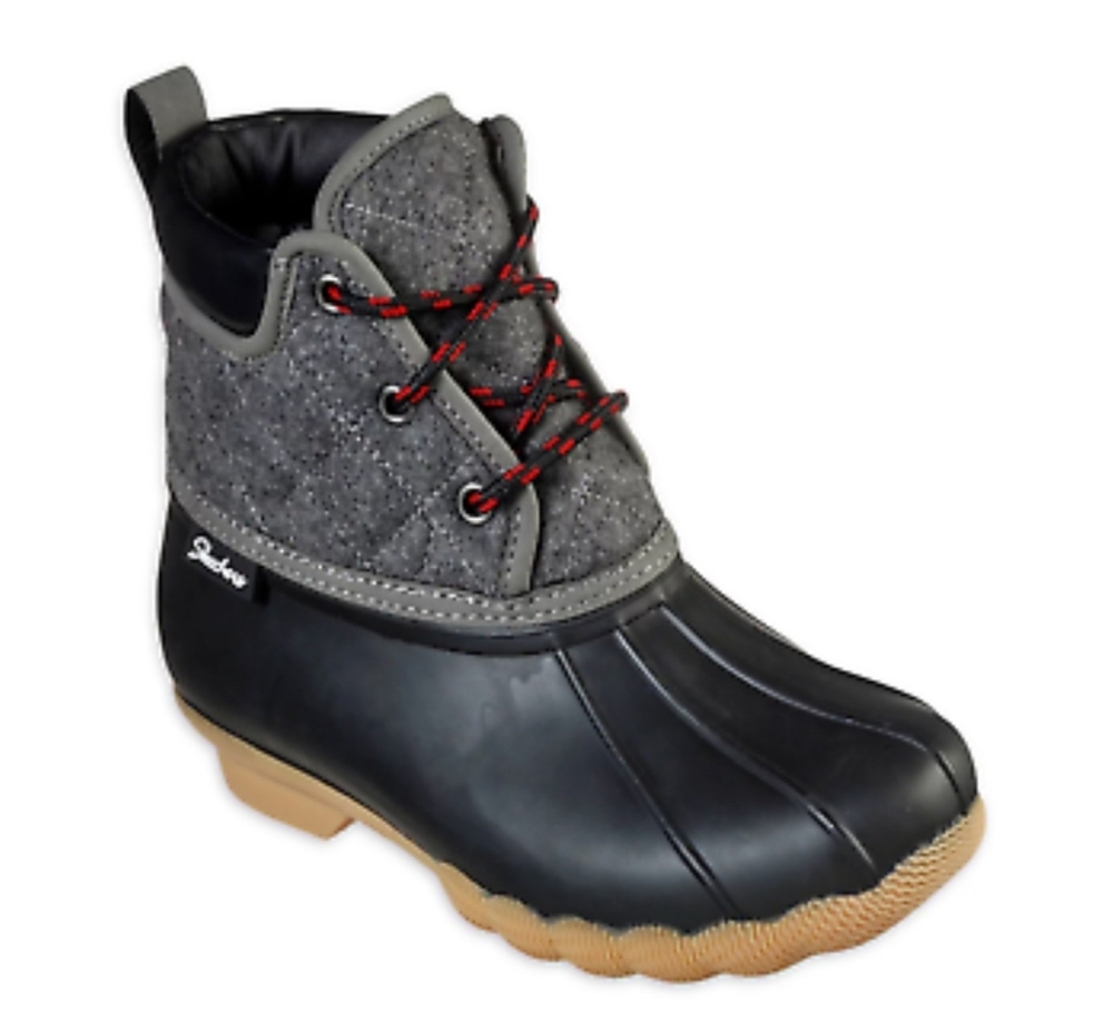 💕Skechers Duck Boots Waterproof Charcoal Gray Black Pond Lil Puddles Rain NIB